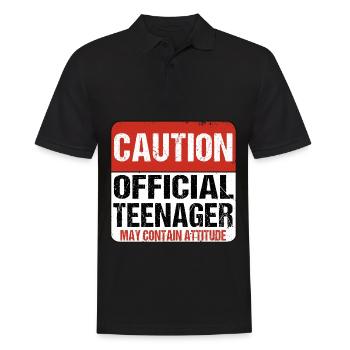 Caution Official May contain Attitude 13 years old - Men's Polo Shirt - black - Front - Kai (181cm)