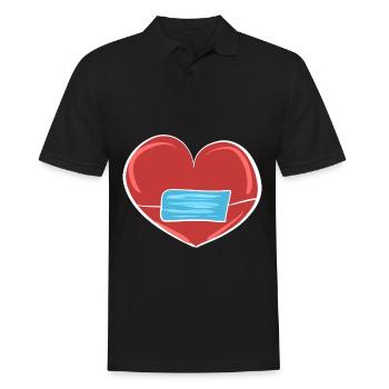 masque cardiaque rouge protection corona - Polo Homme - noir - Devant - Kai (181cm)