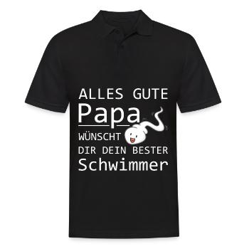Alles Gute Papa wünscht dir dein bester Schwimmer - Männer Poloshirt - Schwarz - Vorne - Kai (181cm)