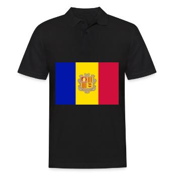 Andorra Flagge Wappen - Männer Poloshirt - Schwarz - Vorne - Kai (181cm)