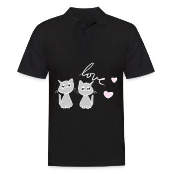 cat cats friends dear pets cat friend - Men's Polo Shirt - black - Front - Kai (181cm)