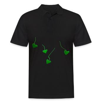 grüne herzen glitzer linien - Männer Poloshirt - Schwarz - Vorne - Kai (181cm)