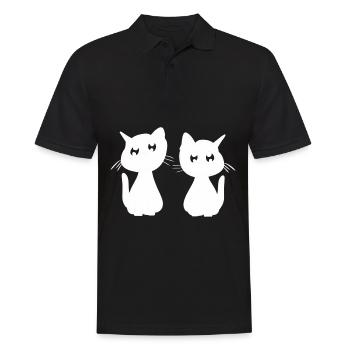 Katzen Freunde Tiere süß Haustier Cartoon - Männer Poloshirt - Schwarz - Vorne - Kai (181cm)