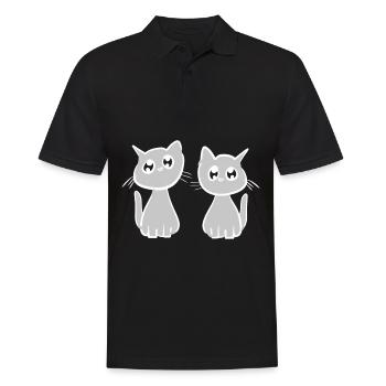 Katzen Freunde Tiere süß Haustier zwei - Männer Poloshirt - Schwarz - Vorne - Kai (181cm)