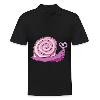 cartoon schnecke herz symbol tier rosa - Männer Poloshirt - Schwarz - Vorne - Kai (181cm)