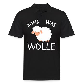 KOMME WAS WOLLE - WITZIGES SCHAF DESIGN ZUM LACHEN - Männer Poloshirt - Schwarz - Vorne - Kai (181cm)