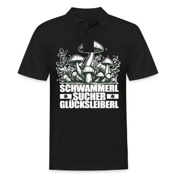 Pilzsammler Glücksleiberl - Männer Poloshirt - Schwarz - Vorne - Kai (181cm)