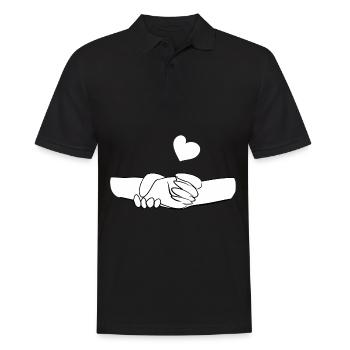 deux mains amour coeur symbole amour couple ensemble - Polo Homme - noir - Devant - Kai (181cm)