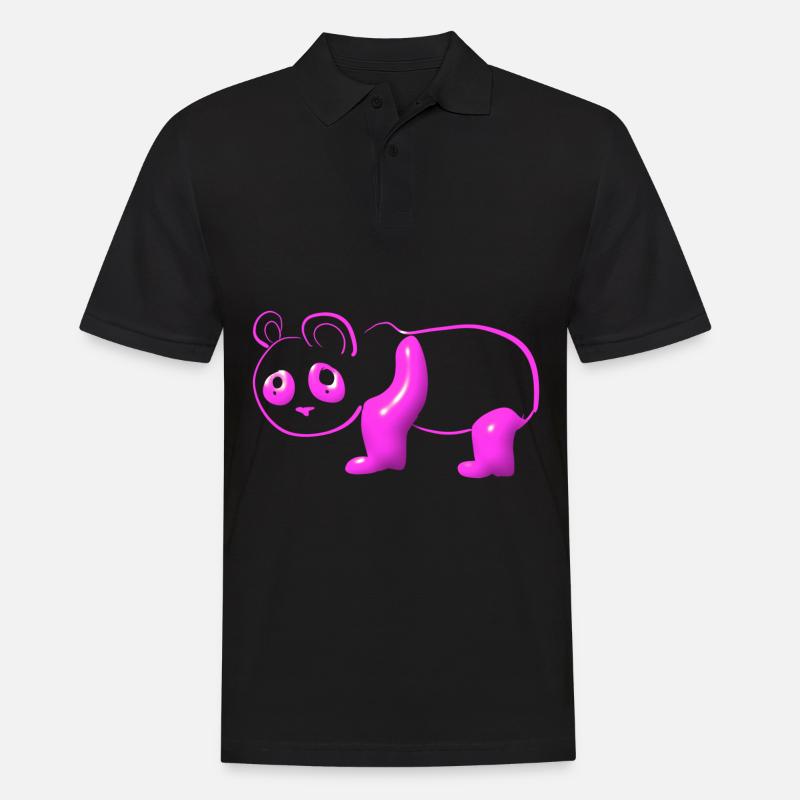 pinker Panda Symbol Tier Bär - Männer Poloshirt - Schwarz