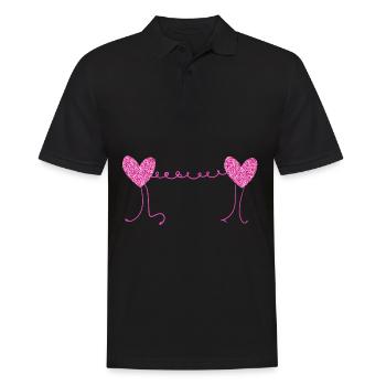 herzen pink glitzer muster - Männer Poloshirt - Schwarz - Vorne - Kai (181cm)