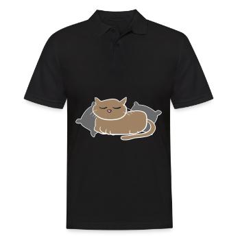 chat sommeil animal de compagnie fatigué animal de compagnie - Polo Homme - noir - Devant - Kai (181cm)