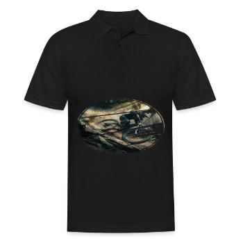 Retro MTB Downhill Mountain Bike - Men's Polo Shirt - black - Front - Kai (181cm)