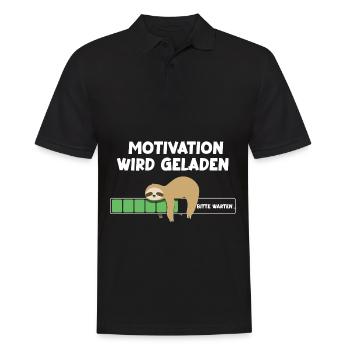 Motivation wird geladen Faultier Faultiermotiv - Männer Poloshirt - Schwarz - Vorne - Kai (181cm)
