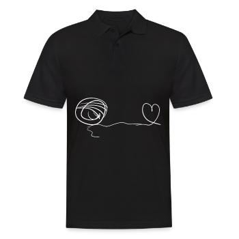 linie faden herz liebe schleife - Männer Poloshirt - Schwarz - Vorne - Kai (181cm)