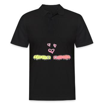 raupe liebe pärchen symbol tiere - Männer Poloshirt - Schwarz - Vorne - Kai (181cm)