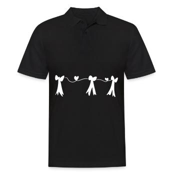 schleife linie herzen rosa symbol - Männer Poloshirt - Schwarz - Vorne - Kai (181cm)