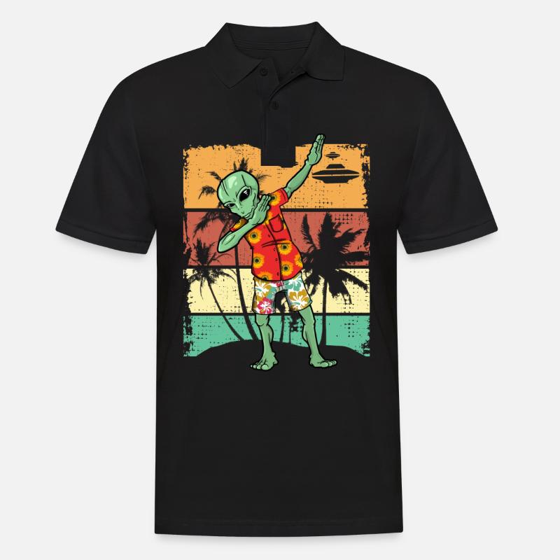 Dabbing Alien Retro Beach Gift Design Idea - Men's Polo Shirt - black