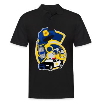 Polizei 6. Geburtstagsparty Nummer 6 - 6 Jahre - Männer Poloshirt - Schwarz - Vorne - Kai (181cm)