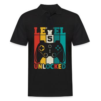 5 years 5th Birthday Level Unlocked Gaming - Männer Poloshirt - Schwarz - Vorne - Kai (181cm)