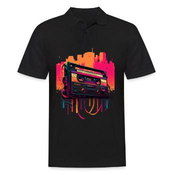 Retro Mixtape - Männer Poloshirt - Schwarz - Vorne - Kai (181cm)