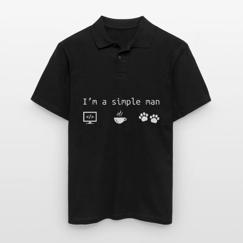 Ich bin ein einfacher Mann Kaffee & Hund Liebe Programmierer Männer Poloshirt