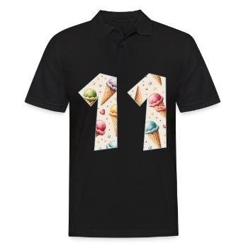 EISCREME NUMMER 11 JAHRE EIS 11. GEBURTSTAG - Männer Poloshirt - Schwarz - Vorne - Kai (181cm)