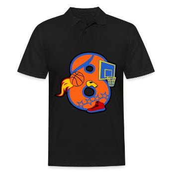 Basketball 8. Geburtstagsparty Nummer 8 - 8 Jahre - Männer Poloshirt - Schwarz - Vorne - Kai (181cm)