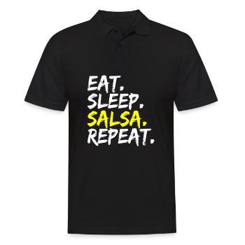 Eat Sleep Salsa Repeat Tenue de danse Latina Latino - Polo Homme - noir - Devant - Kai (181cm)
