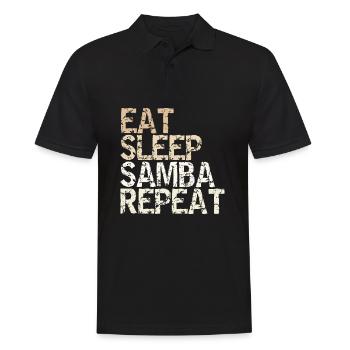 Eat Sleep Samba Repeat vintage danseur sort - Polo Homme - noir - Devant - Kai (181cm)