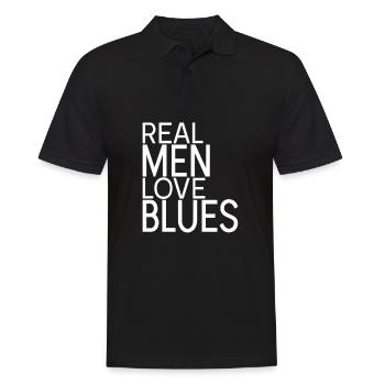 Real Men Love Blues Geschenk Blues Musiker Outfit - Männer Poloshirt - Schwarz - Vorne - Kai (181cm)