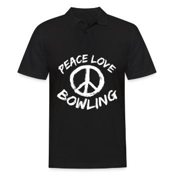 Bowling Spieler Peace Love Bowling Geschenk Outfit - Männer Poloshirt - Schwarz - Vorne - Kai (181cm)