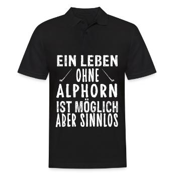 Ein Leben ohne Alphorn - Alpenmusik Alphornbläser - Männer Poloshirt - Schwarz - Vorne - Kai (181cm)