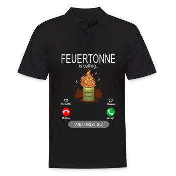 Feuertonne is calling Zeit Feuertonnen Gartenparty - Männer Poloshirt - Schwarz - Vorne - Kai (181cm)