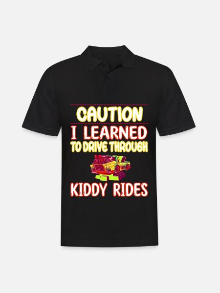 Caution I learned to drive through kiddy rides - Männer Poloshirt - Schwarz