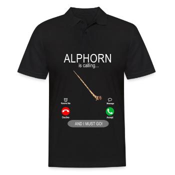 Alphorn is calling - Alpenmusik Alphornbläser - Männer Poloshirt - Schwarz - Vorne - Kai (181cm)