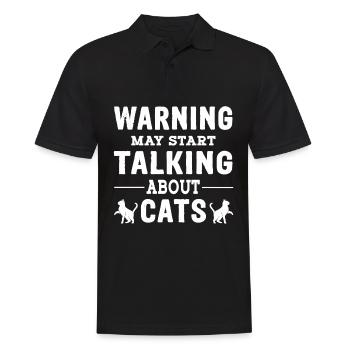 Avertissement peut commencer à parler de Chats - Katzenpapa - Polo Homme - noir - Devant - Kai (181cm)