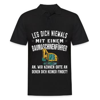 Leg dich niemals mit Baumaschinenführer an-Bagger - Männer Poloshirt - Schwarz - Vorne - Kai (181cm)