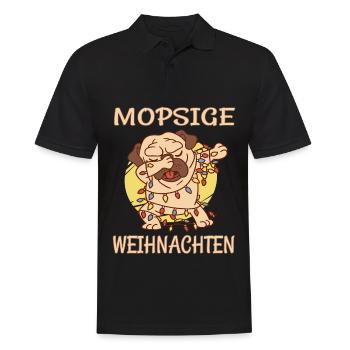 Mopsige Weihnachten - Dabbing Mops - Männer Poloshirt - Schwarz - Vorne - Kai (181cm)