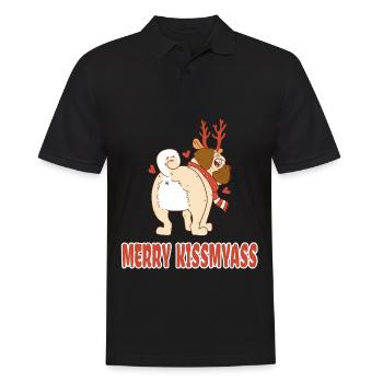 Merry Kissmyass Pug Owner Christmas - Men's Polo Shirt - black - Front - Kai (181cm)
