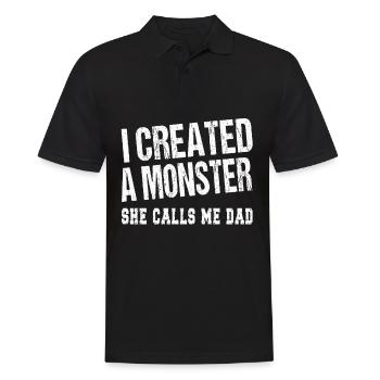 I created a monster - Vatertag Geburtstag Papa - Männer Poloshirt - Schwarz - Vorne - Kai (181cm)
