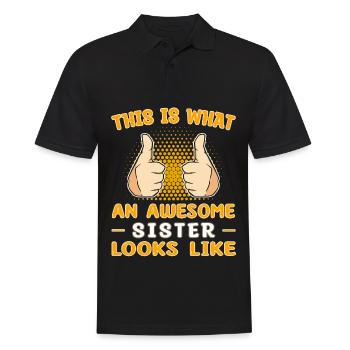 This is what an sister looks like - Männer Poloshirt - Schwarz - Vorne - Kai (181cm)
