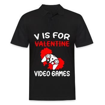 V est pour les jeux vidéo - Surprise Saint-Valentin - Polo Homme - noir - Devant - Kai (181cm)