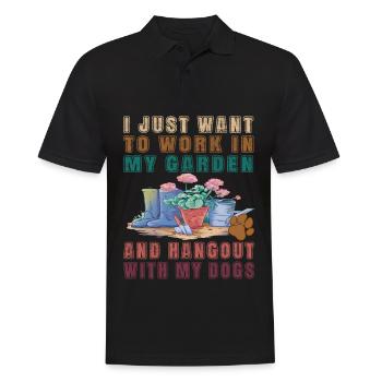 I just want to work in my garden - Dog Dogs - Männer Poloshirt - Schwarz - Vorne - Kai (181cm)