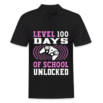 Level 100 Days of school unlocked pink - Men's Polo Shirt - black - Front - Kai (181cm)