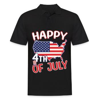 Happy 4th of July - USA Nationalfeiertag - Männer Poloshirt - Schwarz - Vorne - Kai (181cm)