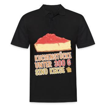 Kuchenstücke unter 300 g sind Kekse - Kuchen essen - Männer Poloshirt - Schwarz - Vorne - Kai (181cm)