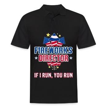 Directeur de feux d’artifice Si je cours, vous courez - 4 juillet - Polo Homme - noir - Devant - Kai (181cm)