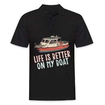 La vie est meilleure sur mon bateau - Boat Captain Ship - Polo Homme - noir - Devant - Kai (181cm)