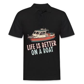 La vie est meilleure sur un bateau - bateau capitaine de bateau - Polo Homme - noir - Devant - Kai (181cm)