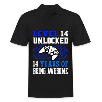 Level 14 unlocked - 14 Geburtstag Gamer blau - Männer Poloshirt - Schwarz - Vorne - Kai (181cm)